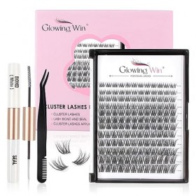 Glowing Win Faux Cils Individuel Kit Extension Cils Extension de Cils Professionnel Bande Transparente Naturel Cluster Lashes