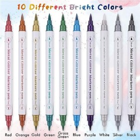 Huiguli Stylo de Tatouage Temporaire 10 pcs Stylos de Tatouage Pailleté avec 60 Dessins de Modèle de Tatouage Temporaire, poc