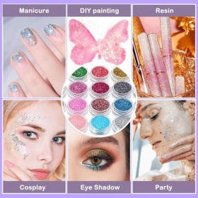 Kit de Tatouage à Paillettes Enfant，, 48 Couleurs Tatouage Éphémère Lumineux Licorne Enfant avec 204 pochoirs, 5 pinceaux, 3 