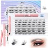 LZM Kit Extension Cils 168pcs Faux Cils Individuel avec Lash Bond and Seal 8-16mm D Curl Extension Cils Kit Faux Cils Naturel