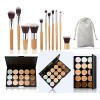 FantasyDay 15 Couleurs Pro Anti-Cernes Contouring Kit Crème Correcteur de Teint Makeup Gift Set avec 11 Pinceaux Maquillage -