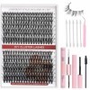 320Pcs Faux Extension Cils Individuel Kit Lashes Professionnel Avec Colle Naturel Volume Russe Bouquet Manga + Bond and Seal 