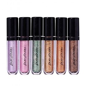 Fard à Paupières,6 Couleurs/Boîte Ombre à Paupières Liquide,Fard à Paupières à Paillettes de Diamants Imperméable,Convient po