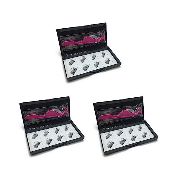 Funfob 24 Pcs Cils Magnétiques Double Aimant Réutilisable Faux Cils et Pince À ÉPiler