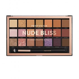 Palette de fards à paupières Profusion Cosmetics avec pinceau Pro Series Makeup offert - 21 teintes Nude Bliss