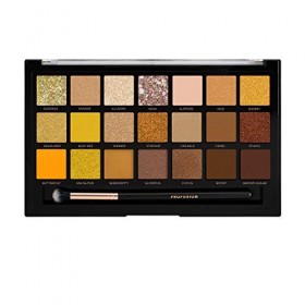 Palette de fards à paupières Profusion Cosmetics avec pinceau Pro Series Makeup offert - 21 teintes Gold Rush