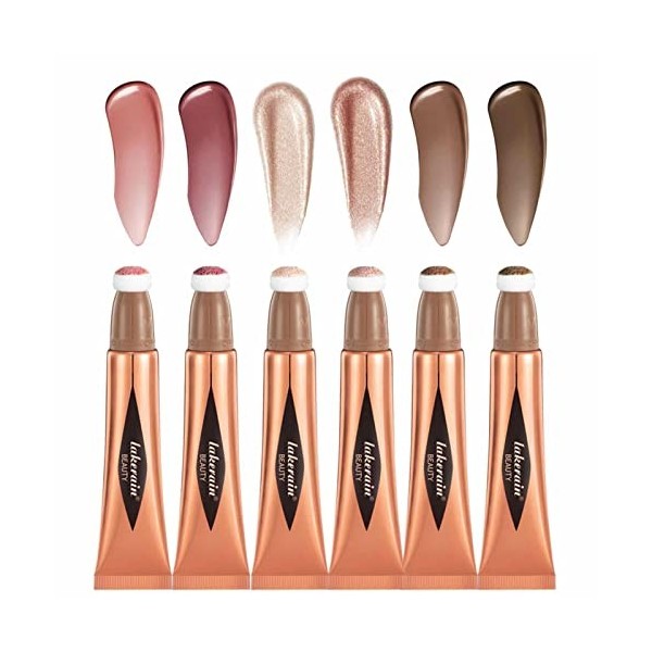 Baguette De Beauté Surligneur, 6pcs Baguette De Beauté Contour, Bâton Surligneur Crémeux 3 en 1, Bronzer Stick Contouring Sti