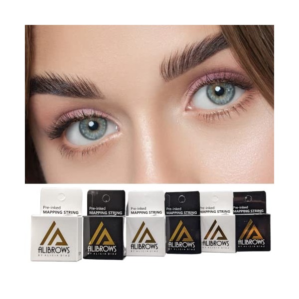 Microblading Alibrows Fil de sourcils, chaîne de cartographie de 10 mètres Règle de Tatouage pour sourcils, pré-teinté, corde