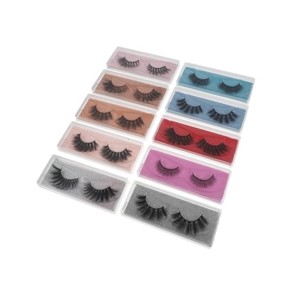 POPETPOP 10 Paires De Faux Cils Épais Maquillage Cils Longs Cils Denses Faux Cils Réutilisables Faux Cils Faciles À Appliquer