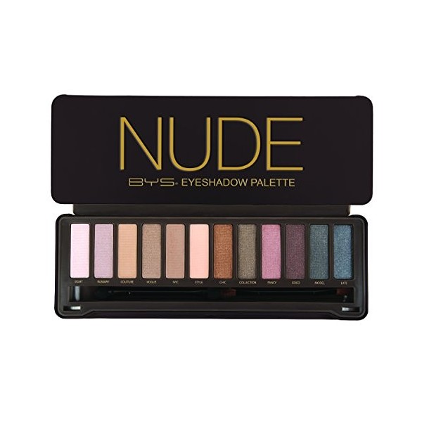 BYS Maquillage Palette Make-up Artist de 12 fards à paupières, couleurs irisées, mat, neutrals au tons naturels