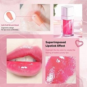 Lip Oil 2 PièCes Glow Huile A Levre Pour Les Repulpant Levres Gloss Transparent Plumper Crystal Jelly Plump Hydratant à LèVre