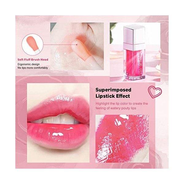 Lip Oil 2 PièCes Glow Huile A Levre Pour Les Repulpant Levres Gloss Transparent Plumper Crystal Jelly Plump Hydratant à LèVre