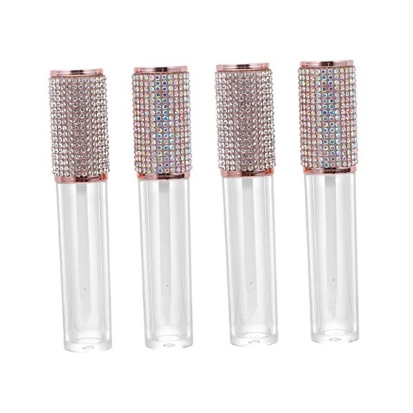 FRCOLOR Lot de 4 tubes vides de gloss à lèvres rechargeables - Tube de vernis à lèvres - Récipient à lèvres DIY - Récipients 