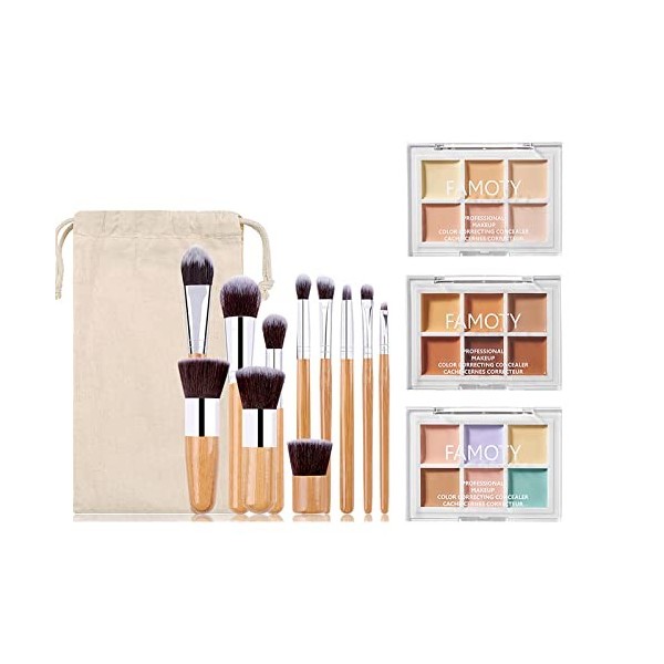 Joyeee Kit de crème de palette de contour de maquillage 15 couleurs, avec 11 pinceaux de maquillage à fonction complète, clai