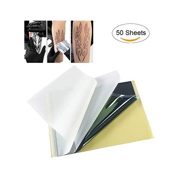 Xiton 50 feuilles Papier Transfert Tatouage Papier Carbone A4 Papier Stencil Tattoo Pochoir Tatouage Temporaire Fournitures D