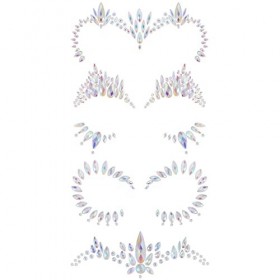 Pierres décoratives pour le visage - Lot de 4 autocollants phosphorescents pour Halloween et Festival