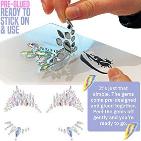 Pierres décoratives pour le visage - Lot de 4 autocollants phosphorescents pour Halloween et Festival