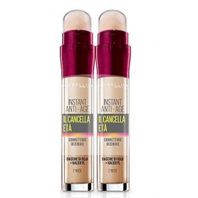 Maybelline New York Anti-Cernes Liquide Anti-Âge aux Baies de Goji et Haloxyl, Couvre les Cernes et les Petites Rides, Lot de