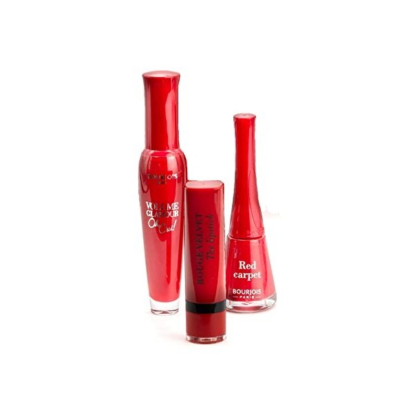 Coffret Bourjois Rue Royale 3 produits : 1 rouge à lèvres Velvet The Lipstick, 1 mascara Volume Glamour Oh Oui et 1 vernis 1 