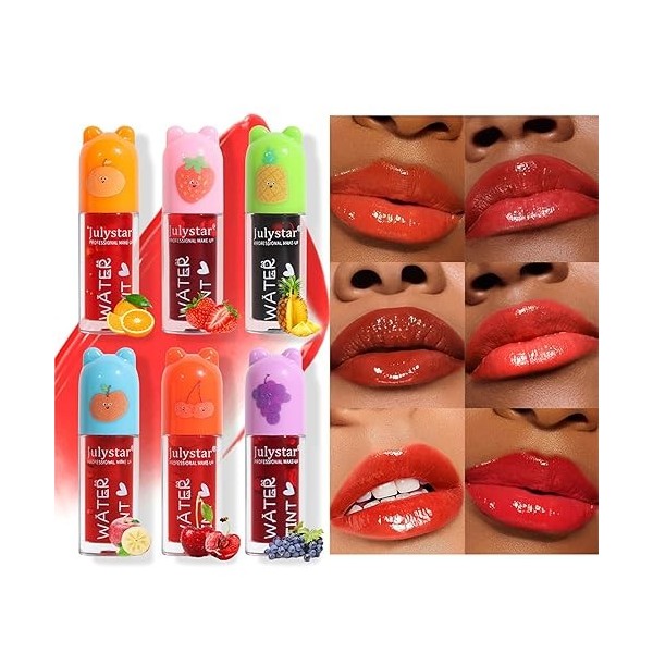 MKNZOME 6 Pièces Lipgloss, Glossier Lip Oil Brillant a Levres Gloss Rouge à Lèvres Longue Tenue, Gloss Repulpant Levres, Maqu