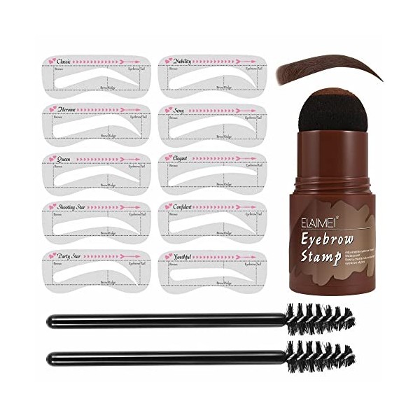 Kit De Tampons à Sourcils – Kit De Mise En Forme De Tampons à Sourcils éTanche, Poudre à Sourcils Avec 2 Pinceaux à Sourcils 