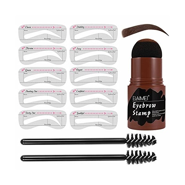 Kit De Tampons à Sourcils – Kit De Mise En Forme De Tampons à Sourcils éTanche, Poudre à Sourcils Avec 2 Pinceaux à Sourcils 