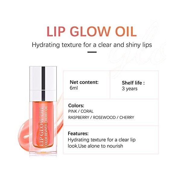 5 Pièces Lip Oil Gloss Huile a Levre Lip Glow Hydratant Rouge à Lèvres Nourrissant pour des Lèvres Lisses et Pleines Brillant