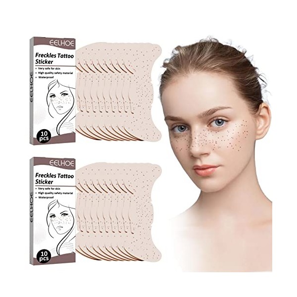 Freckles Tattoo Stickers, Taches De Rousseur Tatouage, Patchs de Taches de Rousseur, Imperméable Réaliste Temporaire et Longu