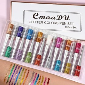 Joyeee Eyeliner Pailletée, Ensemble deye-liner à Paillettes Liquides de 16 Couleurs, Miroitement Métallique Eye Liner Couleu