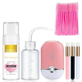 Nettoyant Pour Extensions De Cils, Mousse De Cils, Shampoing Pour Extensions De Cils, Mini Ventilateur Usb Rechargeable, Kit 