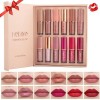 Desing Wish 12 Couleurs Lot Rouge a Levre Mat Longue Tenue Liquides Rouge a Levre Nude Rose Rouges à Lèvres Sans Transfert Br