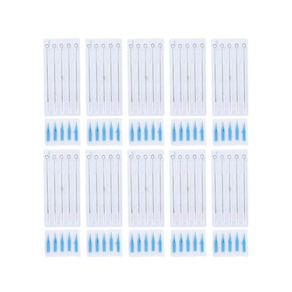 50 Pcs Aiguilles De Tatouage, Acier Inoxydable 50 Pcs Mixte Assortiment De Conseils De Tatouage Fournitures 5 Tailles Pour Le