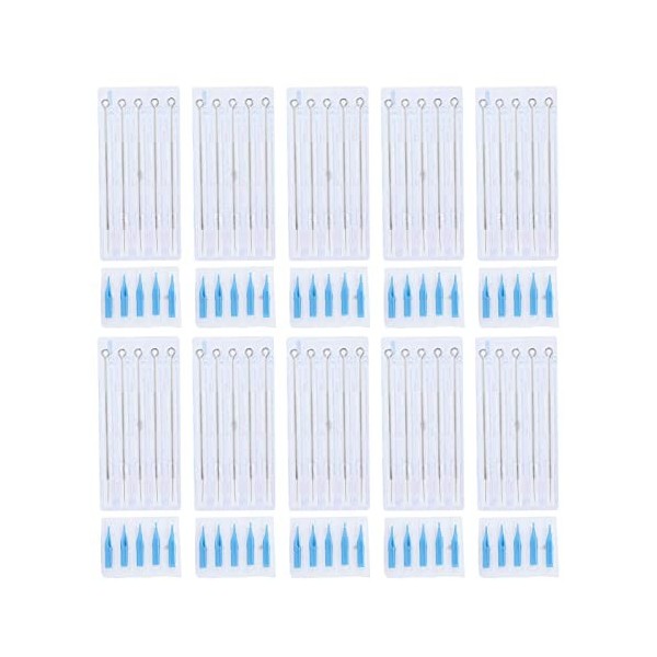 50 Pcs Aiguilles De Tatouage, Acier Inoxydable 50 Pcs Mixte Assortiment De Conseils De Tatouage Fournitures 5 Tailles Pour Le
