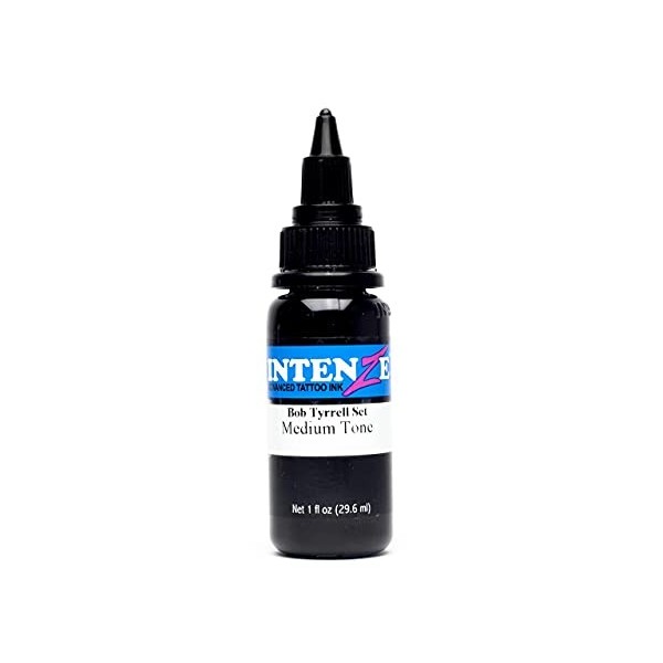 INTENZE Encre de tatouage Noir 30ml -Bob Tyrrell Dark Tone- Lorig.:couleurs résistantes et absolument stériles–Encre de tato