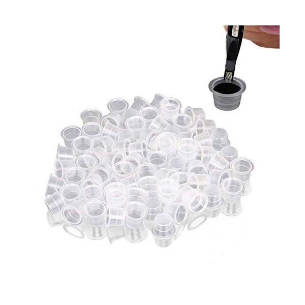 Encre de tatouage capuchon tasse 100pcs / set pot moyen grand plastique titulaire daccessoires de pigment microblading 0.8in