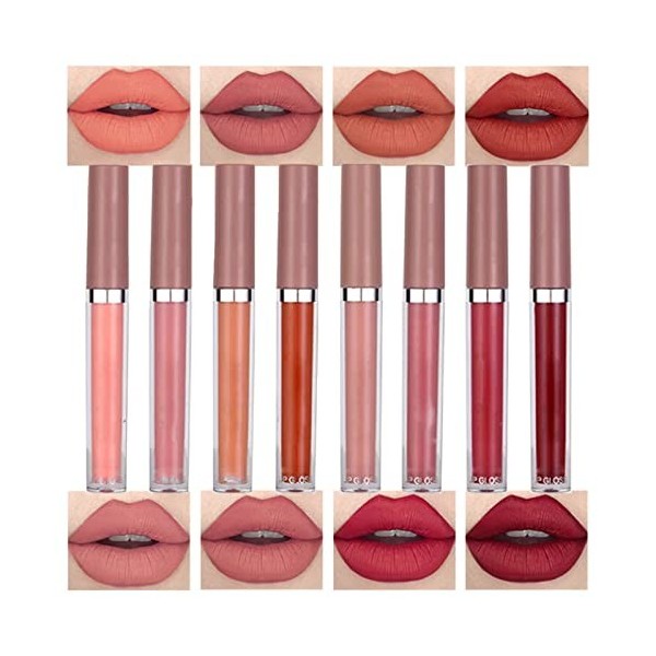 MKNZOME Rouge à Lèvres Liquide Mat, 8 Couleurs Maquillage Gloss à Lèvres Longue Tenue Waterproof Liquid Lipstick Lip Gloss Ma