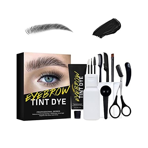 Riceel Kit de teinture pour sourcils semi-permanente, formule naturelle, crème teintée pour sourcils adaptée pour un usage en