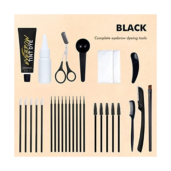 Riceel Kit de teinture pour sourcils semi-permanente, formule naturelle, crème teintée pour sourcils adaptée pour un usage en