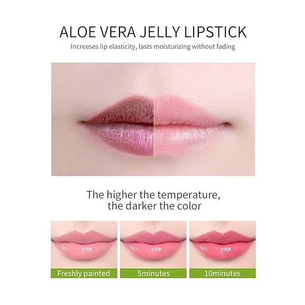 4Pcs Aloe Vera Lipstick Color Changing Lipstick Jelly Lipstick Long Lasting Moisturizer Lip Balm Magic Temperature Color Chan