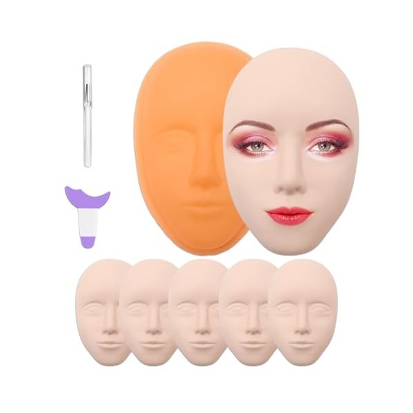 JUNLUNCE Lot de 6 outils dassistance de maquillage en silicone de qualité supérieure pour le visage et les yeux - Idéal pour