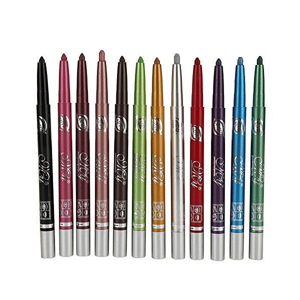 12 Couleurs Eyeliner Stylo Ensemble étanche Coloré Eyeliner Naturel Longue Durée Eyeliner Fard à Paupières Crayon à Lèvres Cr