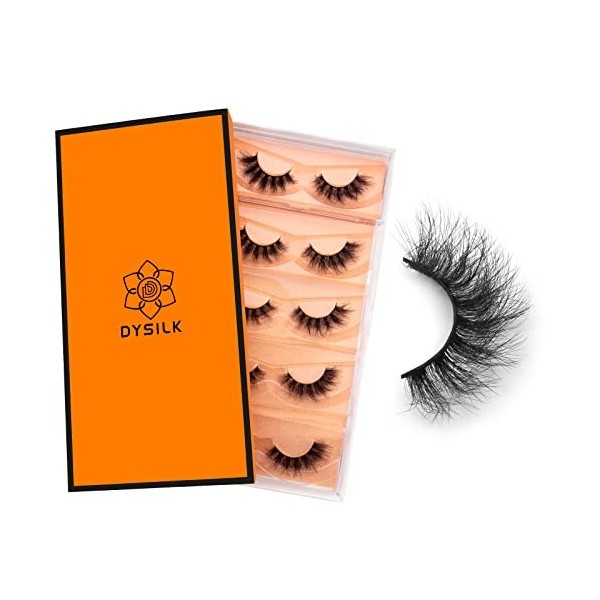 DYSILK Lashes Mink Eyelashes - Fluffy Lashes 5 Pairs 6D Faux Mink Eyelash - False Eyelashes Natural Lash Soft Reusable Wispy 