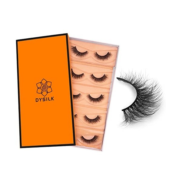 DYSILK Lashes Mink Eyelashes - Fluffy Lashes 5 Pairs 6D Faux Mink Eyelash - False Eyelashes Natural Lash Soft Reusable Wispy 