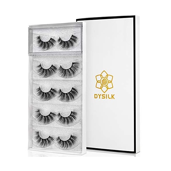 DYSILK Lashes Mink Eyelashes - Fluffy Lashes 5 Pairs 6D Faux Mink Eyelash - False Eyelashes Natural Lash Soft Reusable Wispy ...