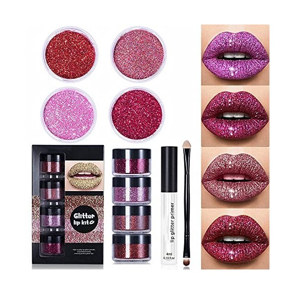 VSDY Glitter Lip Kit Stay Golden,Glitter Metallic Lipstick,Glitter Lips Glitter Lip Kit Waterproof & Smudge,Long Lasting Glit