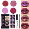 VSDY Glitter Lip Kit Stay Golden,Glitter Metallic Lipstick,Glitter Lips Glitter Lip Kit Waterproof & Smudge,Long Lasting Glit