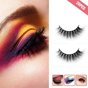 Lot de 20 paires de faux cils adhésifs avec pince à épiler, 4 styles 3D doux naturel et moelleux faits à la main pour filles 