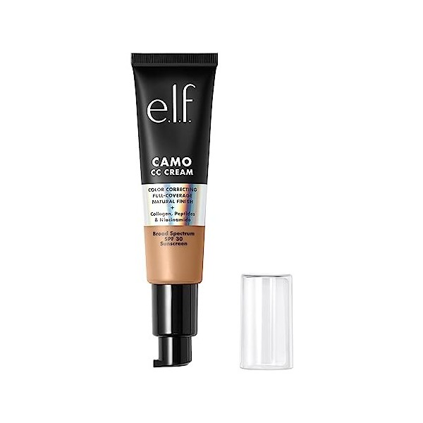 e.l.f. Camo CC Cream, Fond de teint correcteur de couleur à couverture moyenne à complète avec SPF 30, clair 250 W, 30 g