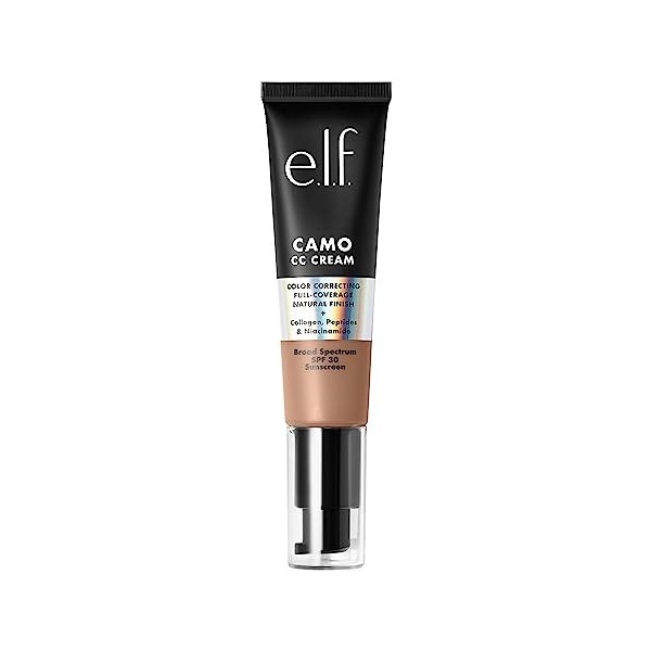 e.l.f. Camo CC Cream, Fond de teint correcteur de couleur à couverture moyenne à complète avec SPF 30, clair 250 W, 30 g