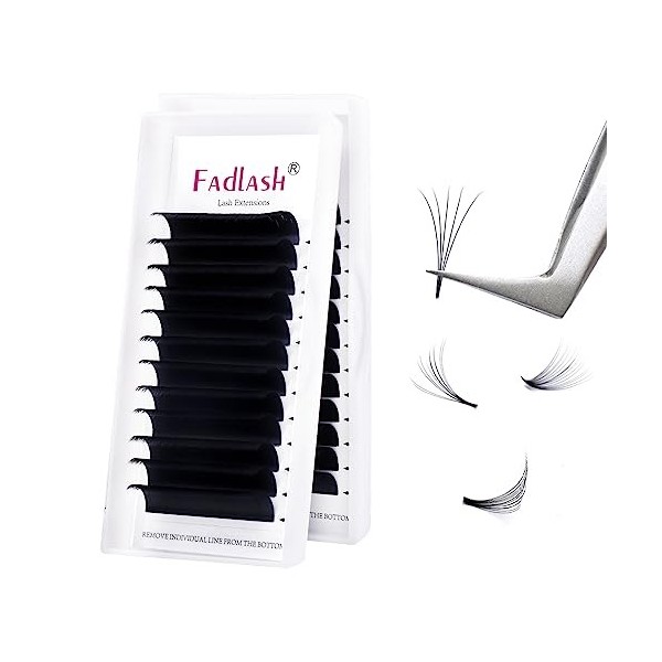 Extension Cils Easy Fan Lashes 0.03-D Curl 15mm Extension de Cils Soie Volume Russe Professionnel Easy Fanning Lash Cils Bouq